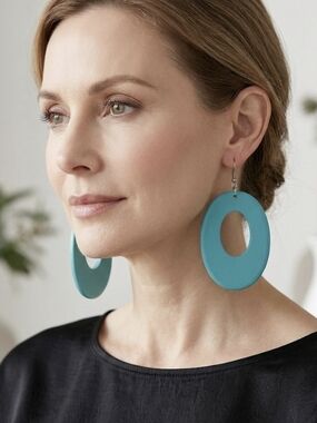Bold Teal Hoop Drop Earrings for Women